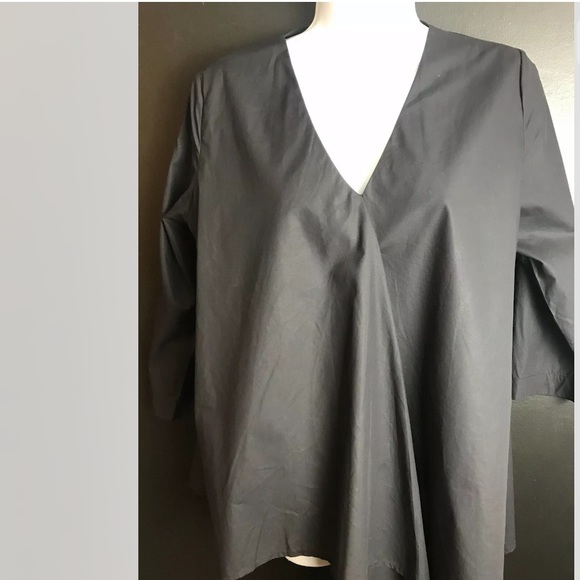 HARSHMAN Anthropologie Farah Popover Blouse Shirt Top Black Asymmetrical VNeck - Picture 4 of 13